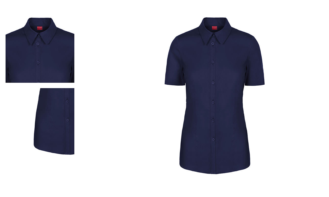 Hemden-Blusen Kurzarm mit Stretch ST-521 Dunkelblau Herren