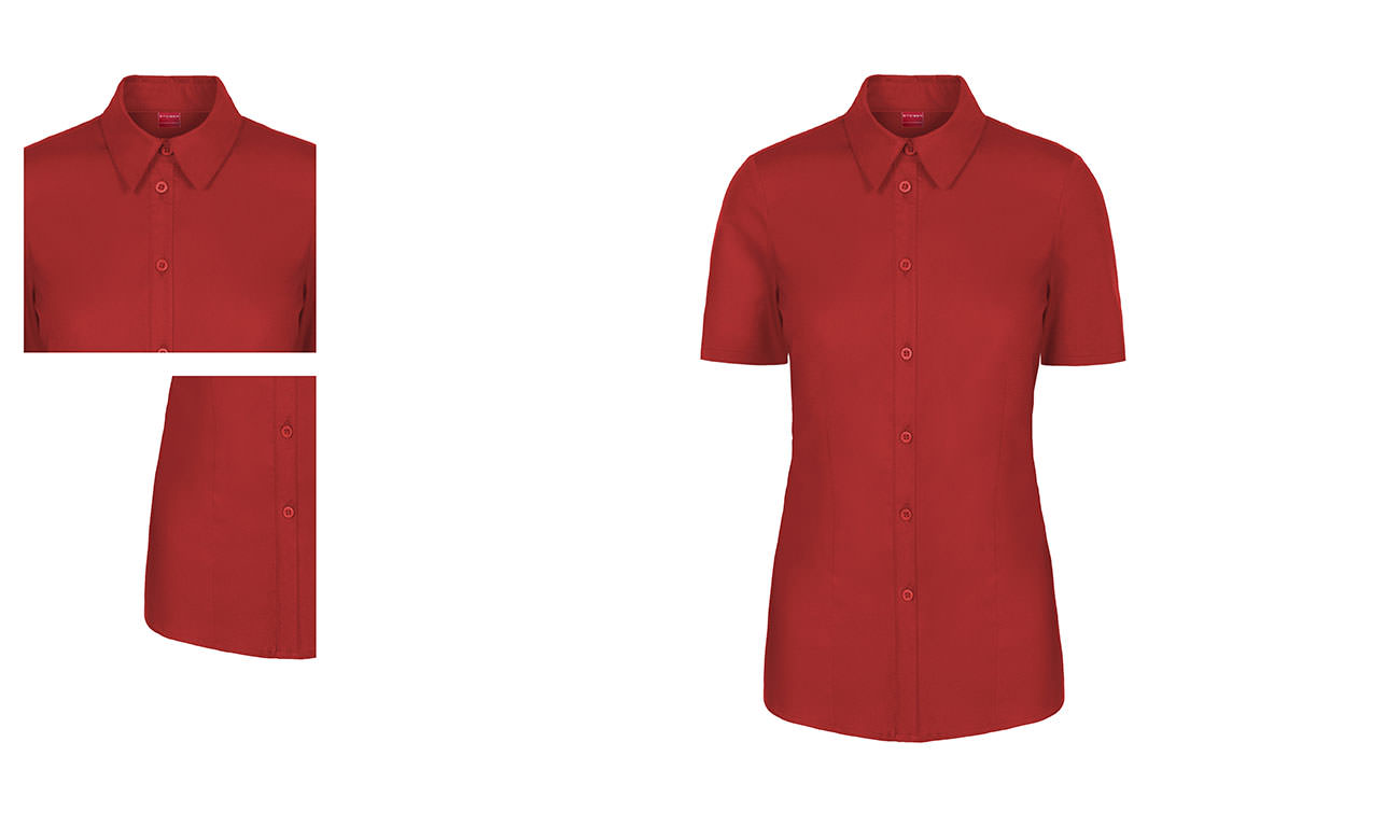 Hemden-Blusen Kurzarm mit Stretch ST-521 Rot Herren