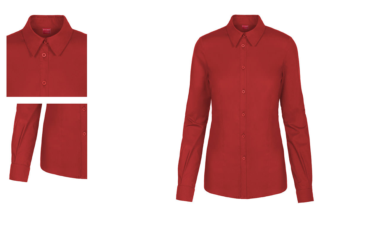 Hemden-Blusen Langarm mit Stretch ST-520 Rot Herren