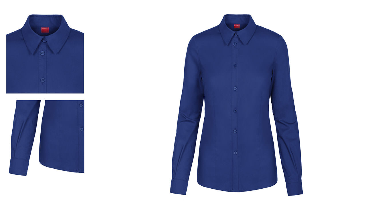 Hemden-Blusen Langarm mit Stretch ST-520 Royalblau Herren