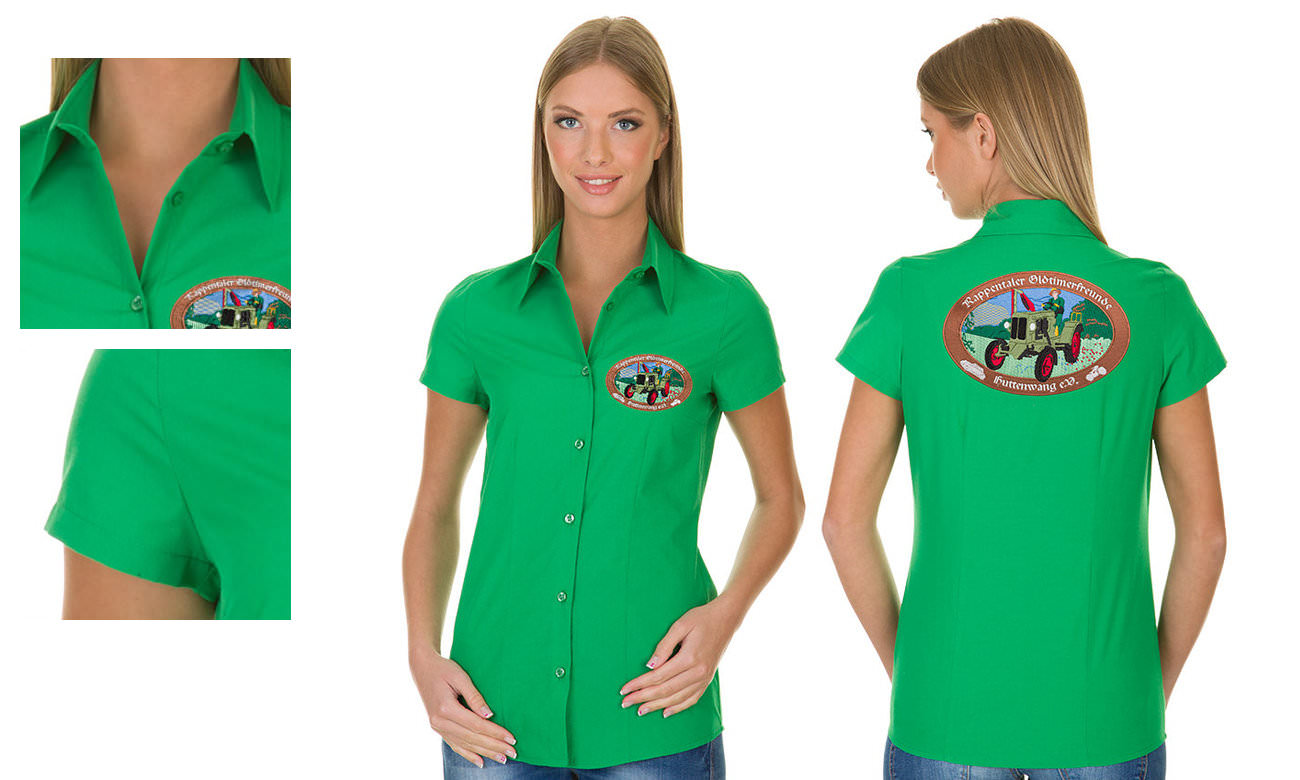 Hemden-Blusen Kurzarm ST-501 Kellygrün Damen