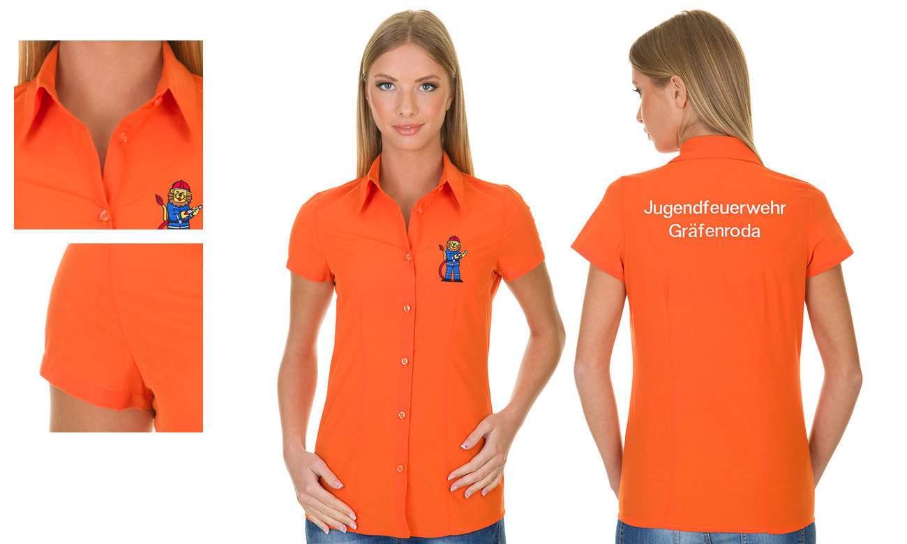 Hemden-Blusen Kurzarm ST-501 Orange Damen