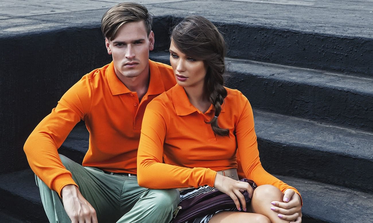 Poloshirts Standard Langarm ST-201-LA Orange Fashion