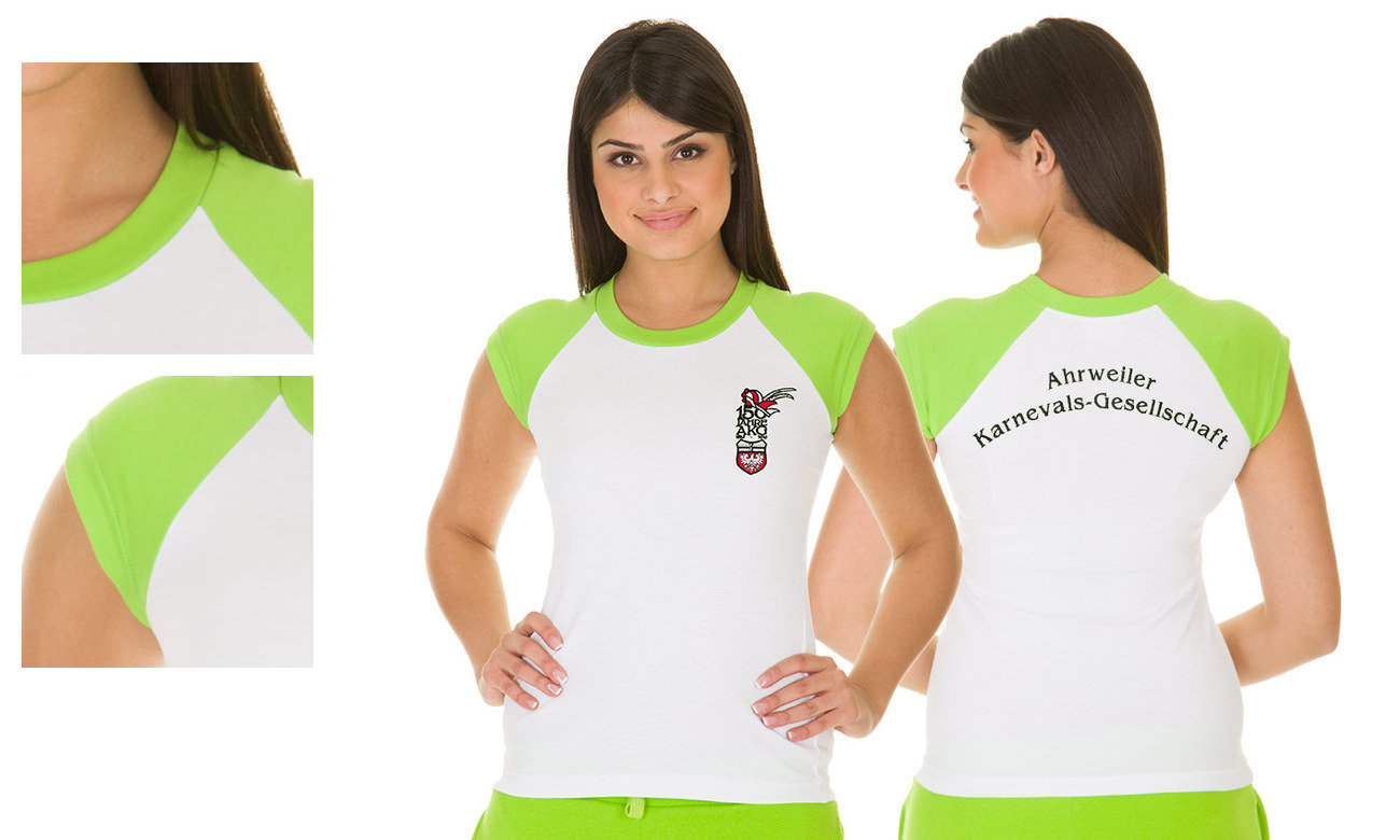 Raglan-Shirts ST-110 Weiss-Apfelgrün Damen