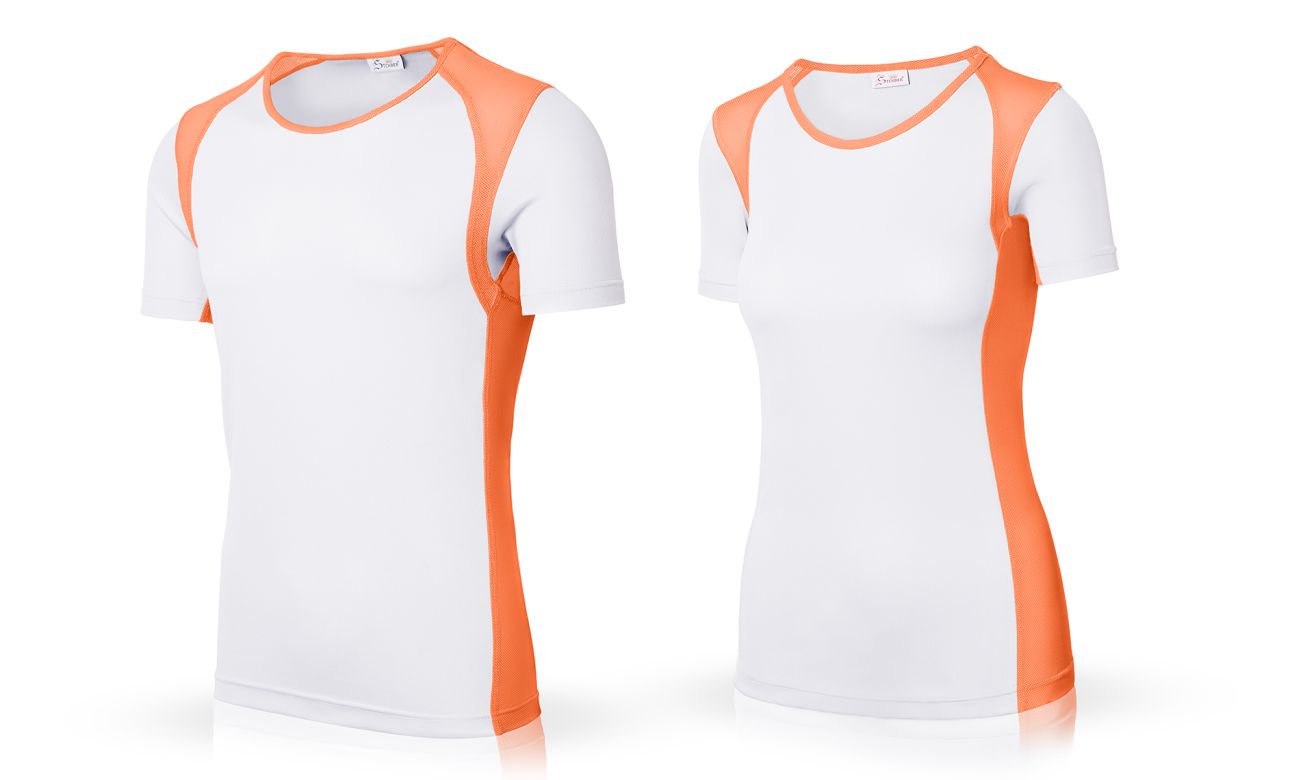Sportshirts ST-140 Weiss-Neon Orange