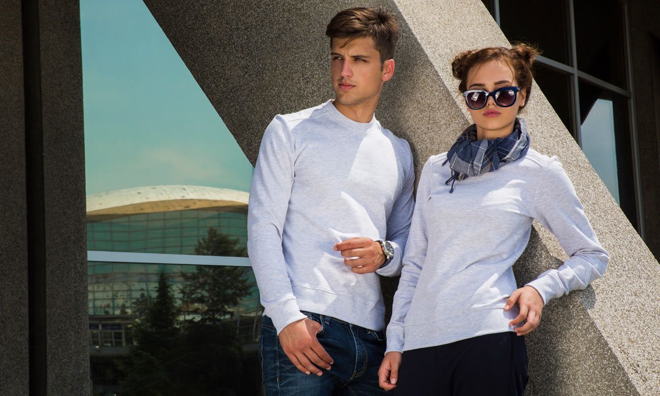 Sweat-Shirts ST-335 Weiss-Meliert Fashion