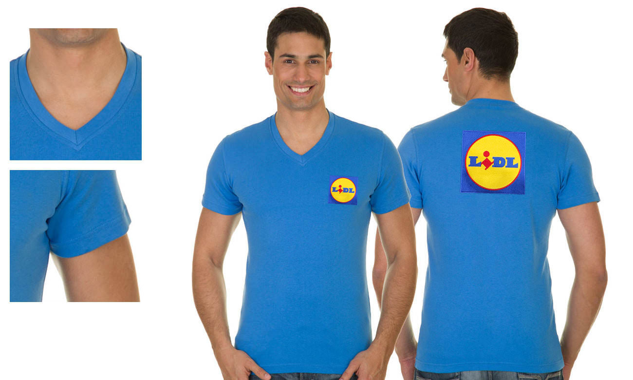 T-Shirts V-Ausschnitt Kurzarm ST-105 Azurblau Herren