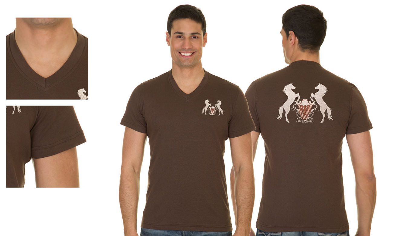 T-Shirts V-Ausschnitt Kurzarm ST-105 Braun Herren
