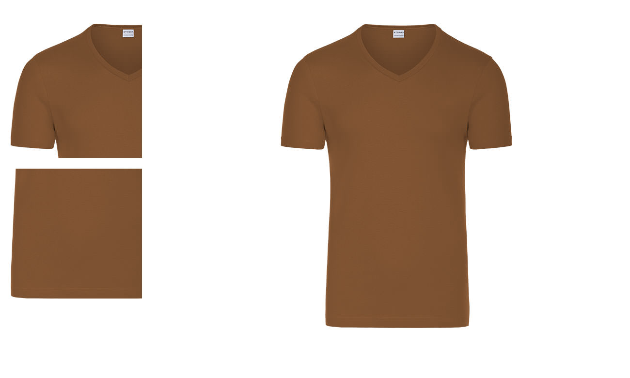 T-Shirts V-Ausschnitt Kurzarm ST-105 Kamel Herren Fashion