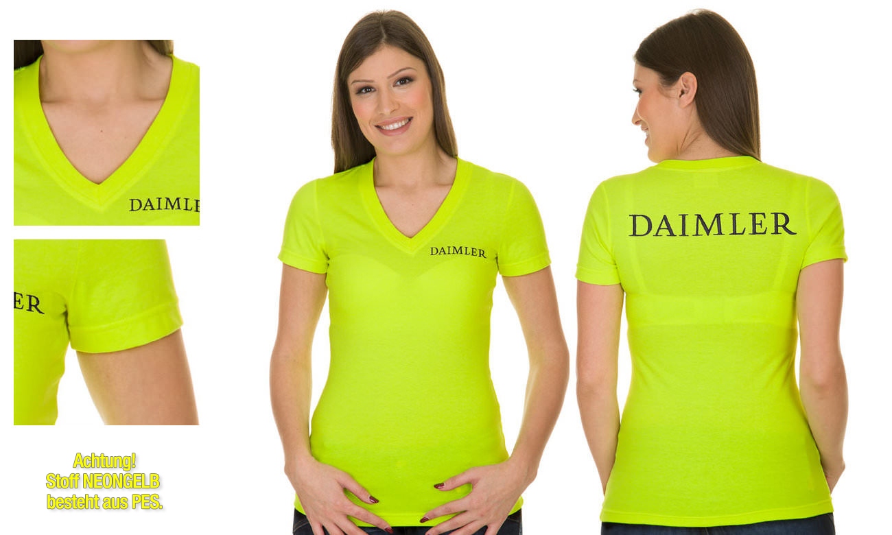T-Shirts V-Ausschnitt Kurzarm ST-105 Neongelb Damen