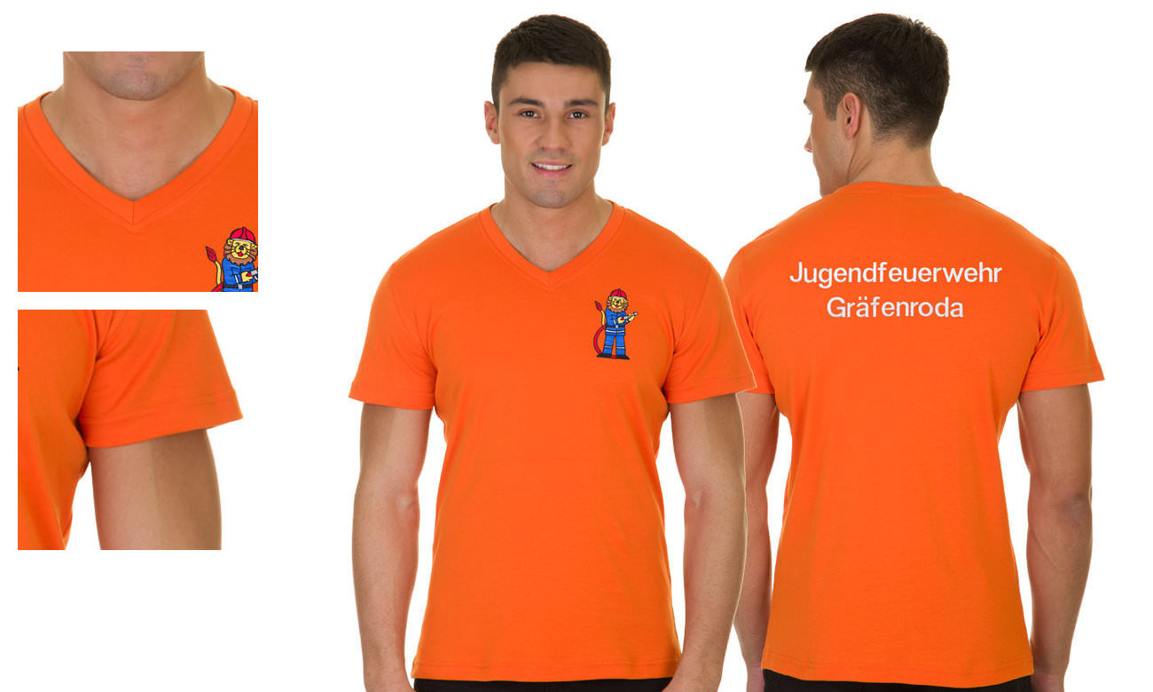 T-Shirts V-Ausschnitt Kurzarm ST-105 Orange Herren