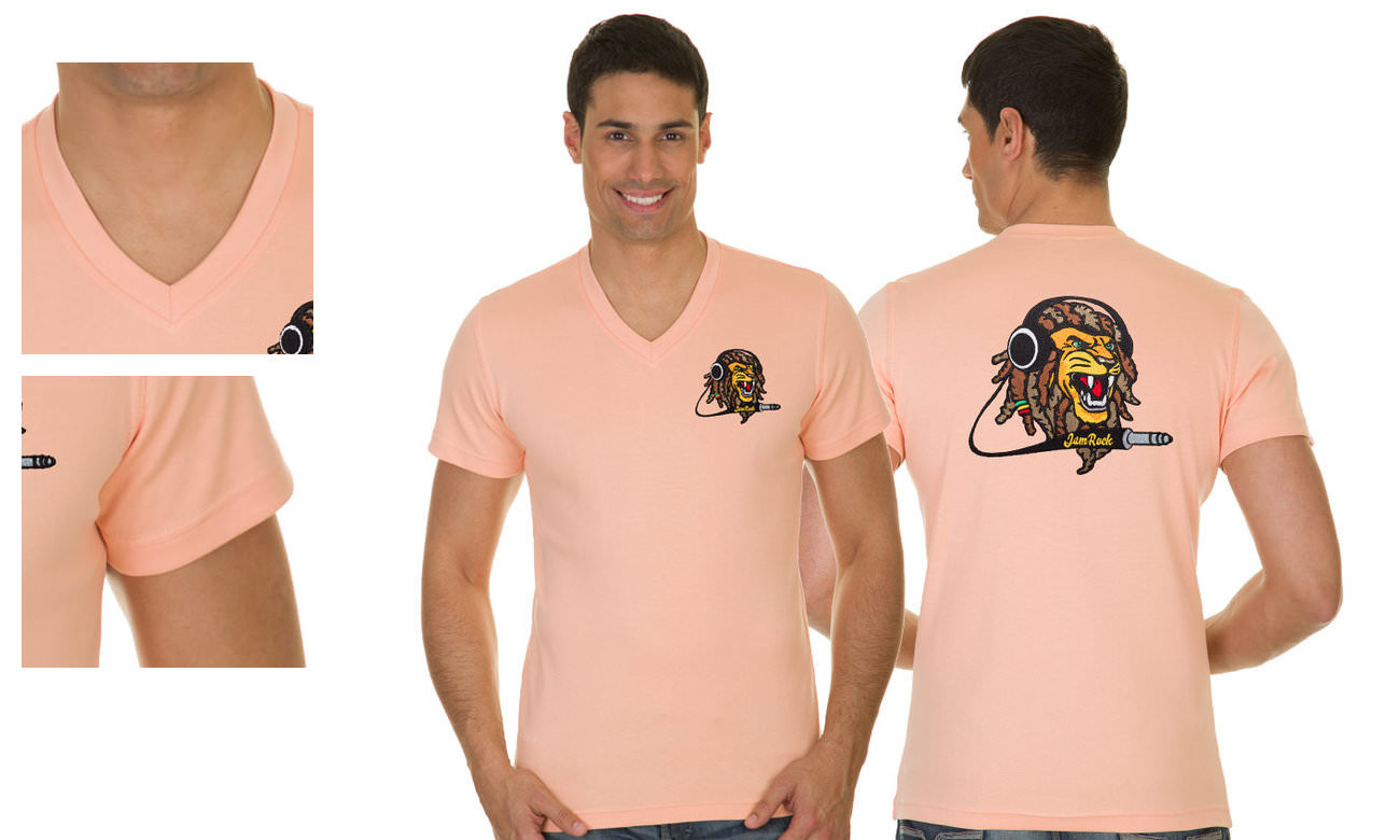 T-Shirts V-Ausschnitt Kurzarm ST-105 Pfirsich Herren