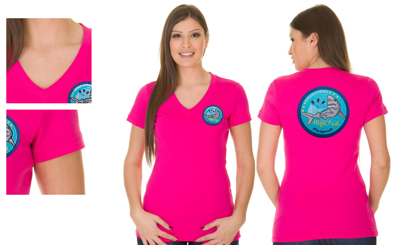 T-Shirts V-Ausschnitt Kurzarm ST-105 Pink Damen