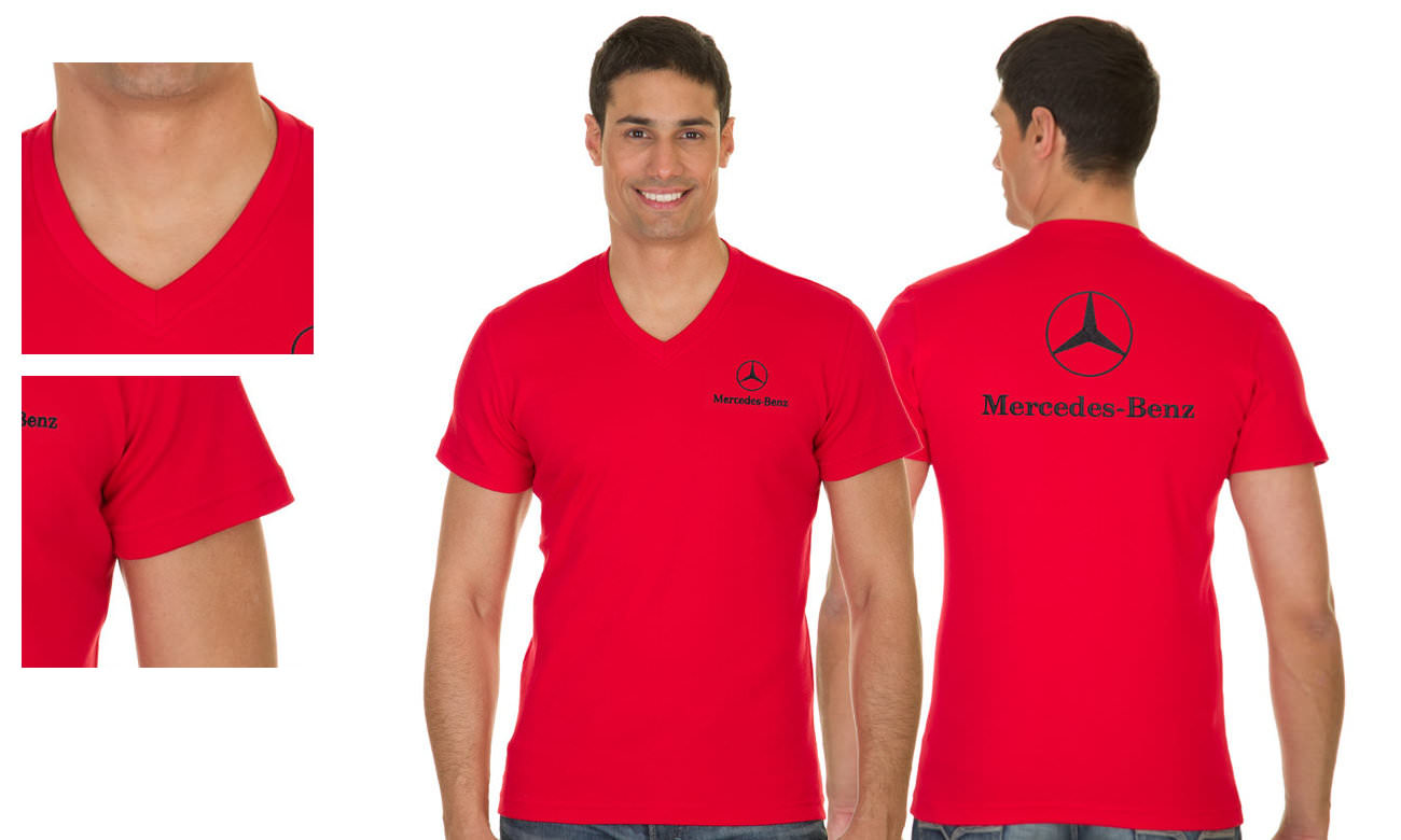 T-Shirts V-Ausschnitt Kurzarm ST-105 Rot Herren