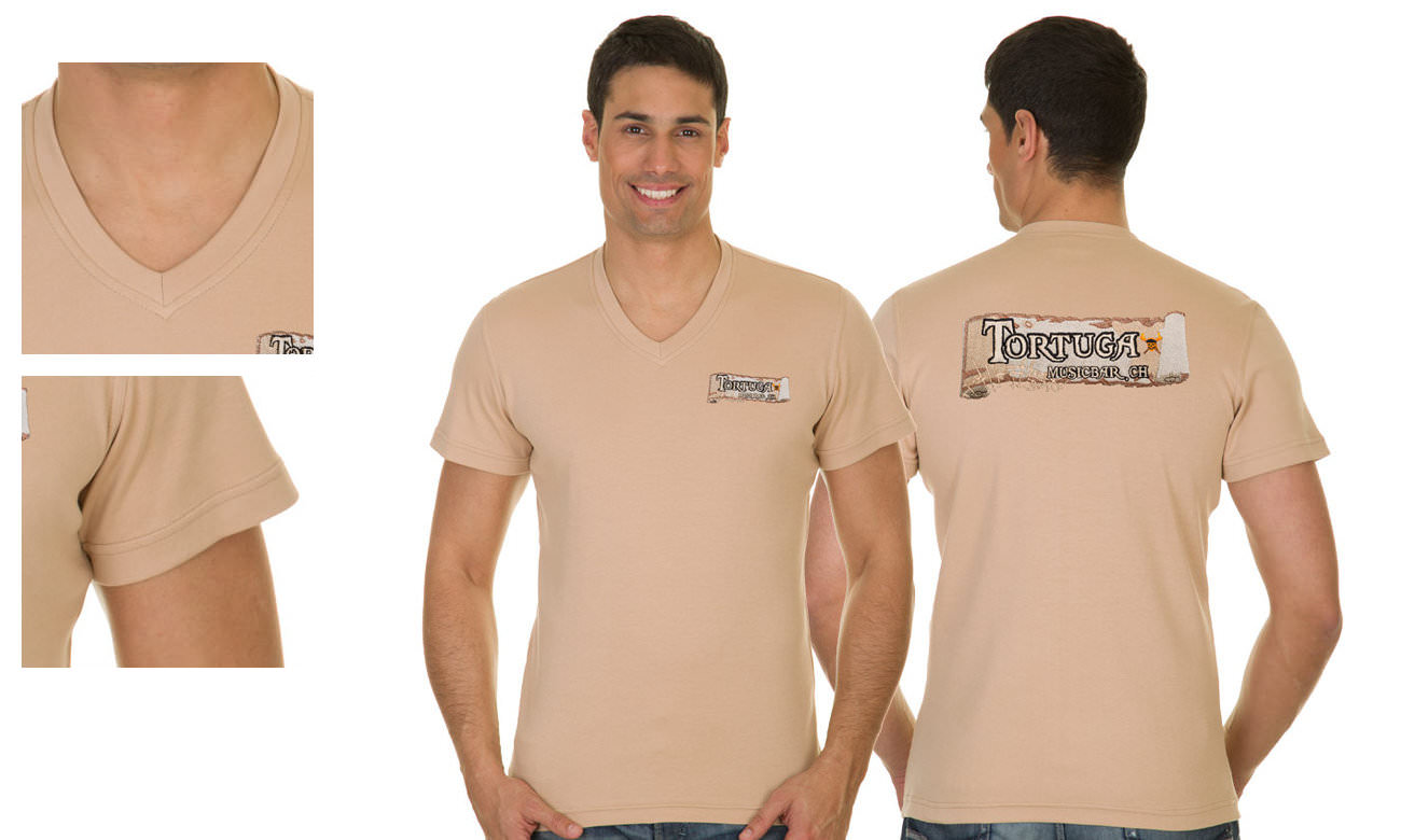 T-Shirts V-Ausschnitt Kurzarm ST-105 Sand Herren