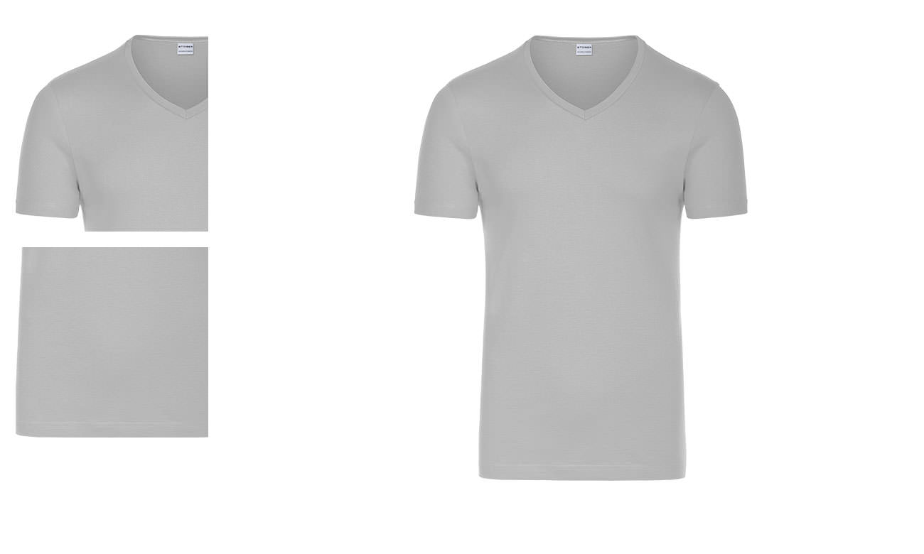 T-Shirts V-Ausschnitt Kurzarm ST-105 Kamel Silbergrau Fashion