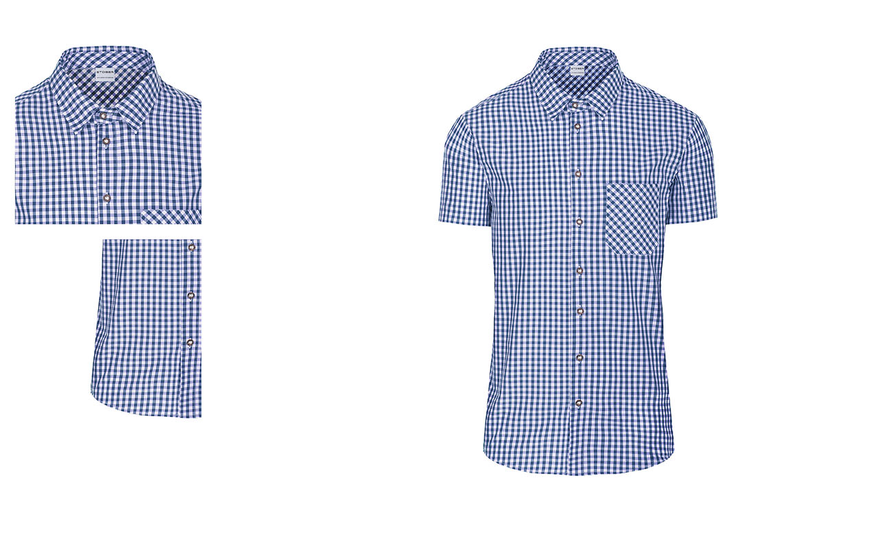 Trachten Hemden-Blusen Kurzarm (Karohemden) 420255 Royalblau-Weiss Damen