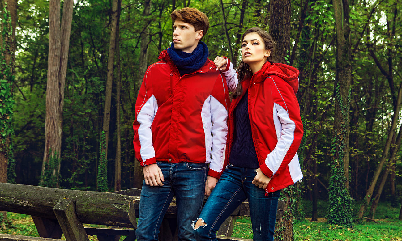 Winter-Jacken ST-451 Rot-Weiss Fashion